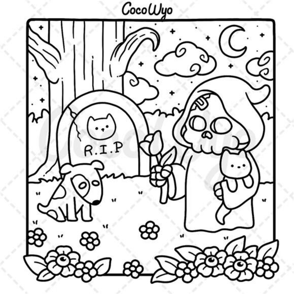 Spooky Cutie: Coloring Book for Adults and Teens Featuring Adorable Creepy - Picture 5 of 7